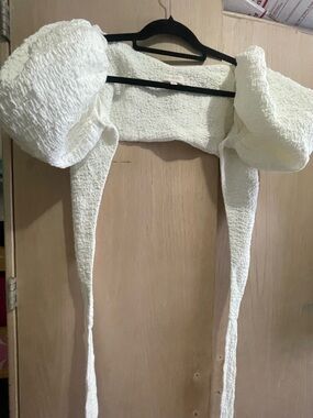 Ronny Kobo White Textured Jacket with Gold Logo